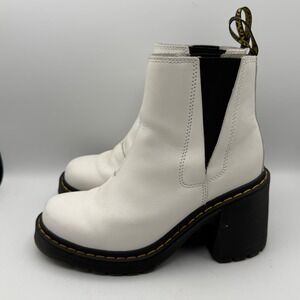 Dr. Martens Spence Chelsea Boots Womens 8 L White Leather Chunky Platform